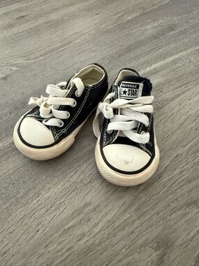 Converse Kids Black and White Low-Top Canvas Sneakers
